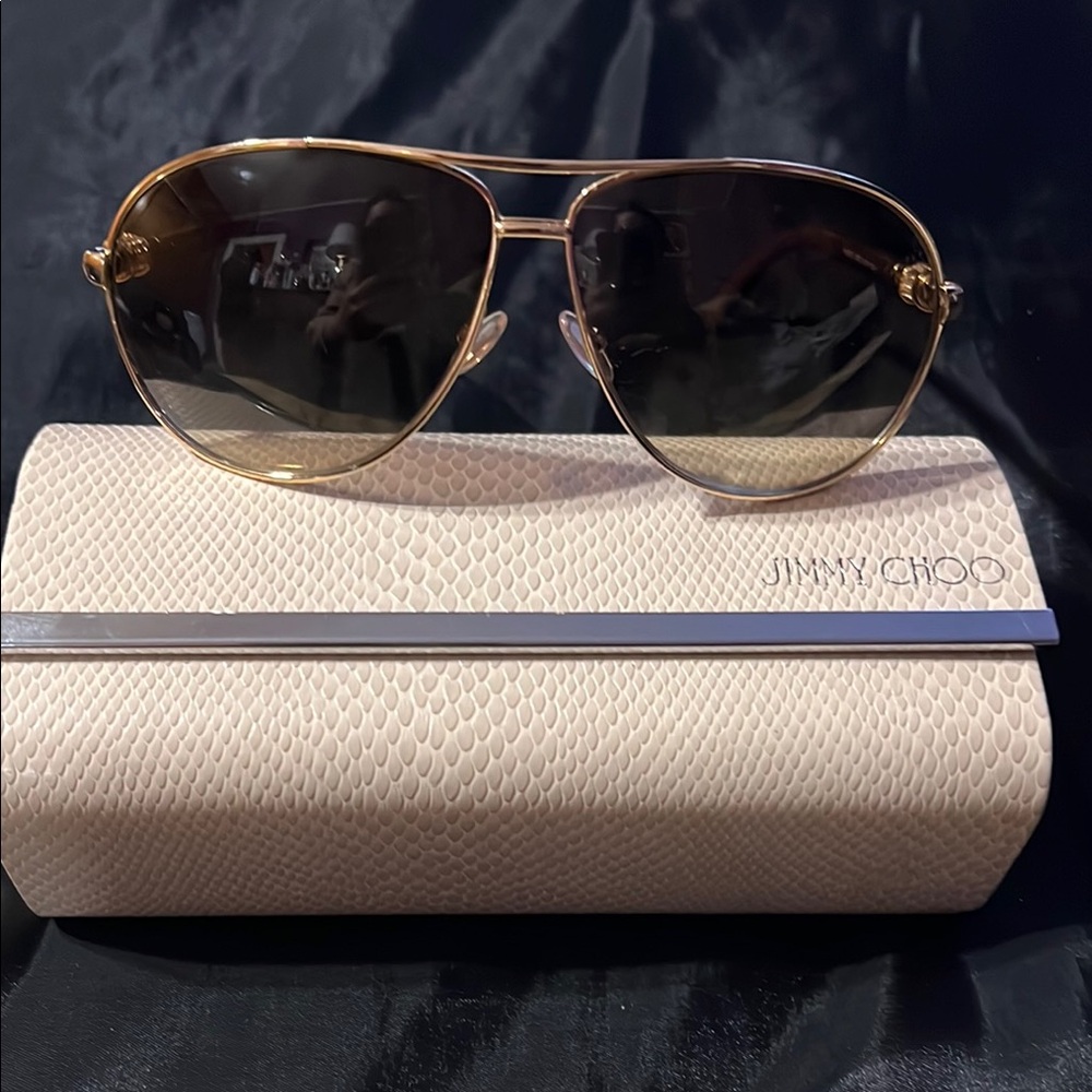 Jimmy Choo Gold Aviator Sunglasses NEW